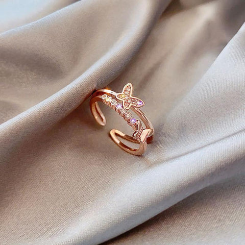Fashion Shiny Cubic Zirconia Butterfly Rings For Women Girls  Geometric-JW01402-Veeddydropshipping