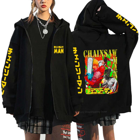 Anime Chainsaw Man Sweatshirts Denji Hooded Hoodies Makima Zipper Jacket-TB01338-Veeddydropshipping