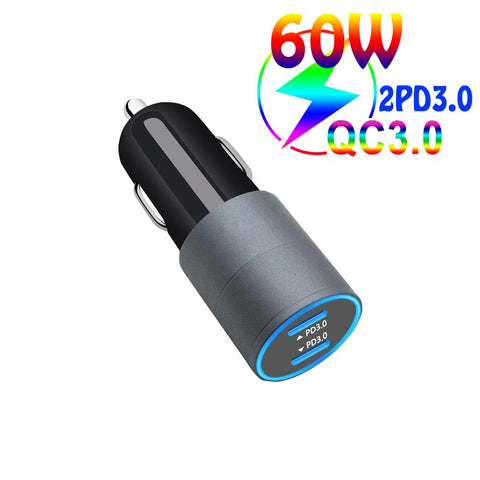 Double PD3.0 60W Car Quick Charger USB Type C-PA01139-Veeddydropshipping