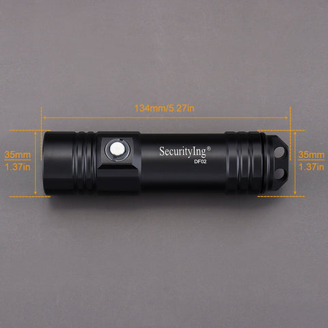 SecurityIng 800LM Diving Main Flashlight IPX8 Waterproof Scuba Night Dive-TI00965-Veeddydropshipping