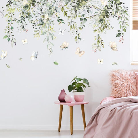 Tropical Green Leaves PVC Wall Stickers-HA00225-Veeddydropshipping