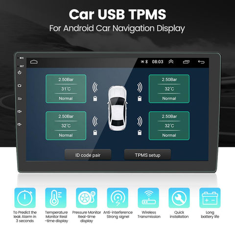 Android TPMS for Car Radio DVD Player Tire Pressure Monitoring-AM00607-Veeddydropshipping