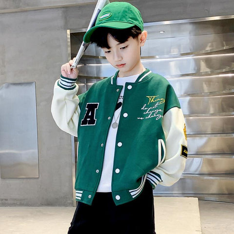 Kids Bomber Jacket Children Spring Autumn Letter Print Outerwear Boys-TB01179-Veeddydropshipping