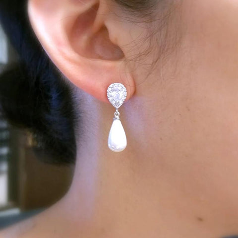 Water Drop Simulated Pearl Dangle Earrings for Women Luxury Fashion-JW01447-Veeddydropshipping
