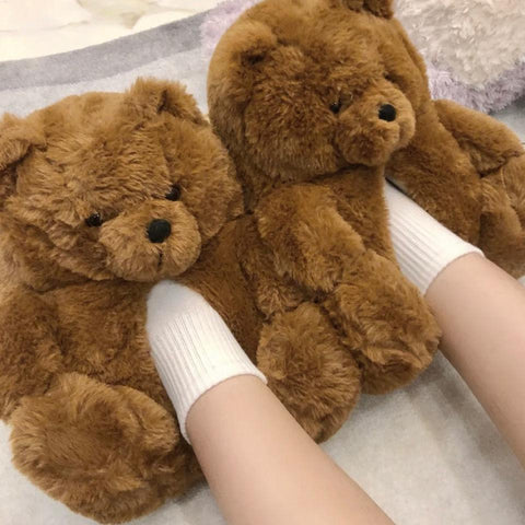 winter velvet Keep warm women shoes Striped Teddy Bear-BS01163-Veeddydropshipping