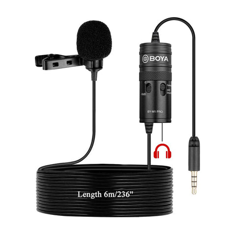 BY-M1 Condenser Lavalier Lapel Clip-on Microphone 3.5mm TRRS 6M Mic For PC -CE01041-Veeddydropshipping