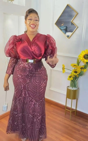 Plus Size  African Maxi Dresses Women-WF01501-Veeddydropshipping