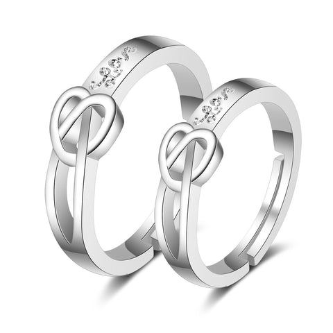 2Pcs/set Romantic Couple Rings For Women Men Punk Heart -JW01390-Veeddydropshipping