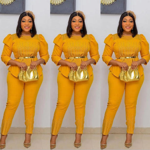Plus Size Women Chiffon Clothing Two Piece Set-WF01719-Veeddydropshipping
