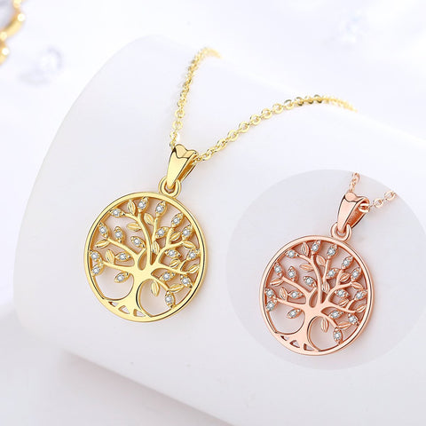 100% 925 Sterling Silver Tree of Life Pendant Necklaces -JW00009-Veeddydropshipping