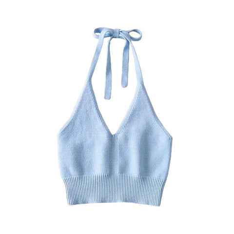 New Bow Bandage Ruffles Camis Knitting Cute-WF00041-Veeddydropshipping