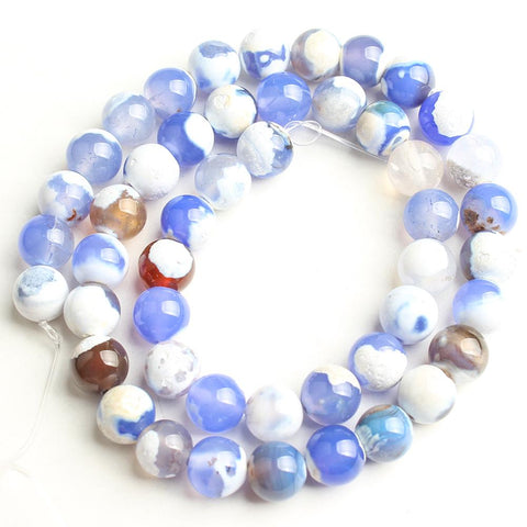 Natural Stone Blue Agates Dragon Round Loose Beads For Jewelry -JW01514-Veeddydropshipping