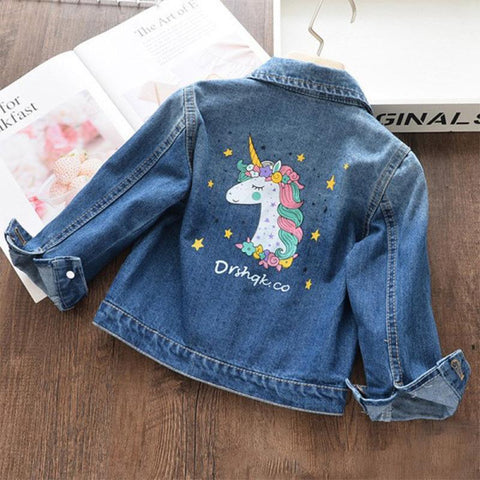 Fashion Girls Cartoon Unicorn Denim Jacket-Veeddydropshipping