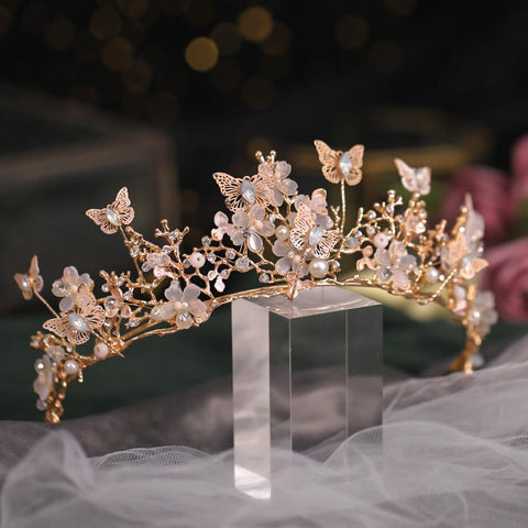 Tiara Butterfly Hairband Wedding Hair Accessories Princess  -JW00511-Veeddydropshipping