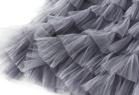 Party Skirt Elastic High Waist Long Tulle Skirt-WF00425-Veeddydropshipping