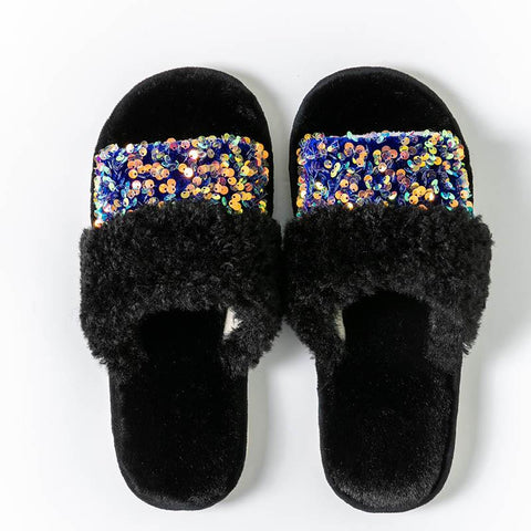 Women Blingbling Slippers Women Sequins Plush-BS01260-Veeddydropshipping