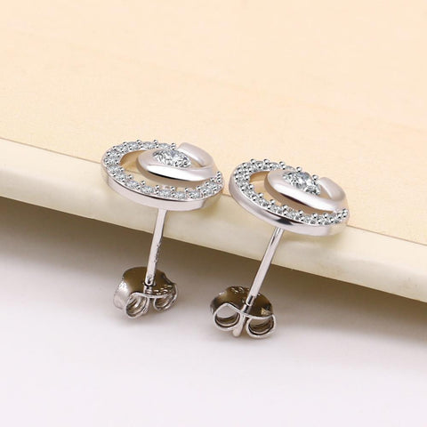 100% Original 925 Sterling Silver Earrings Cubic Zircon Round  Jewelry -JW01438-Veeddydropshipping