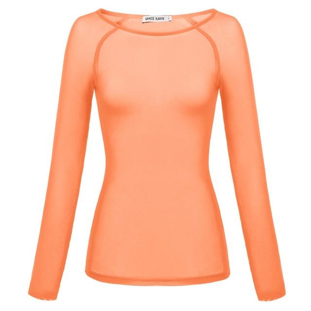 T-shirt For Women Sexy Mesh See-Through Long Sleeve-WF00314-Veeddydropshipping