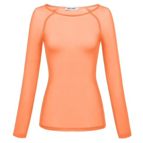 T-shirt For Women Sexy Mesh See-Through Long Sleeve-WF00314-Veeddydropshipping