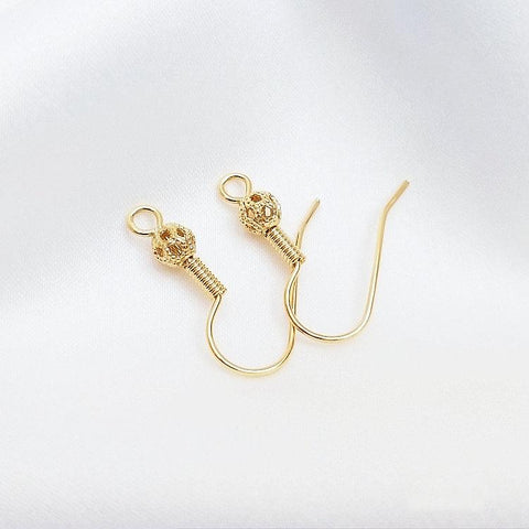 20PCS  earrings DIY accessories hooks findings flower ball spring silver wholesale-JW01590-Veeddydropshipping