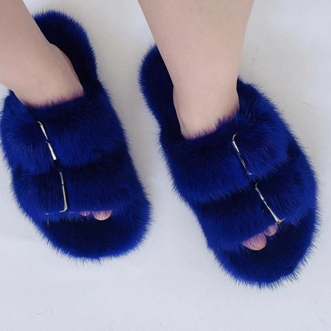 Real Mink Shoes Flat Bottomed Home Women&#39;S-BS01262-Veeddydropshipping