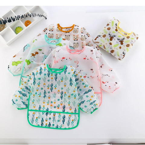 New Cute Children Baby Kids Toddler Bibs Waterproof Long Sleeve-TB00301-Veeddydropshipping