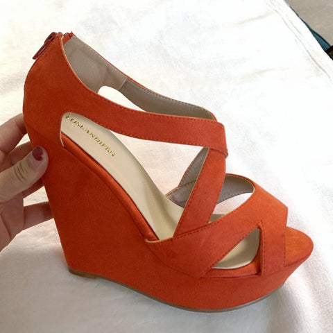 Women Casual Office Flock Leather Wedges High Heels Platform-BS00831-Veeddydropshipping