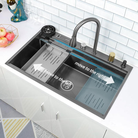 Waterfall Kitchen Sink Large Single Slot-TI00625-Veeddydropshipping