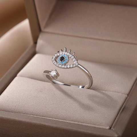 Lucky Eye Rings For Women Opening Adjustable Stainless Steel Ring -JW01392-Veeddydropshipping