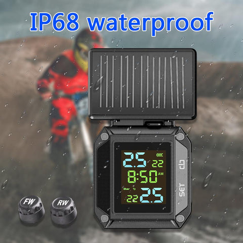 Solar Powered Waterproof Motorcycle TPMS Kit Wireless LCD Motor-AM00155-Veeddydropshipping