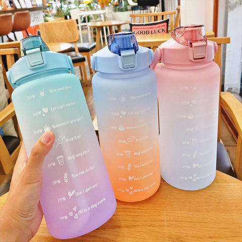 Water Bottle With Straw Time Marker Plastic Water Cup-HA01253-Veeddydropshipping