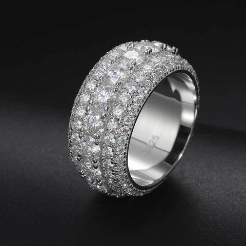 Moissanite Rings Setting Hip Hop Pave  S925 Sterling Silver Rings -JW00128-Veeddydropshipping