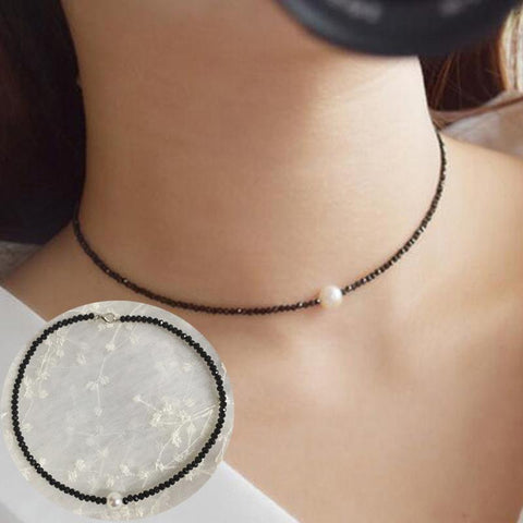 Simple Black Beads Short Necklace Fashion Jewelry Choker -JW01271-Veeddydropshipping