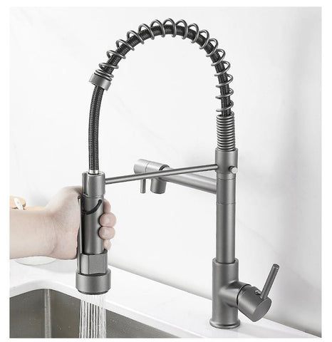 Kitchen sink copper pull kitchen faucet double-TI00607-Veeddydropshipping