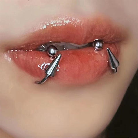 Titanium Steel C Shape Piercing Lip Ring  Spike Lip Stud -JW01356-Veeddydropshipping