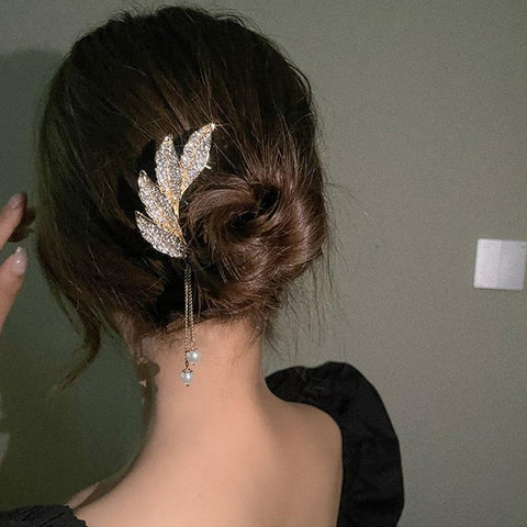 Elegant U Shape Rhinestone Hairpins Hair Sticks  -JW00549-Veeddydropshipping