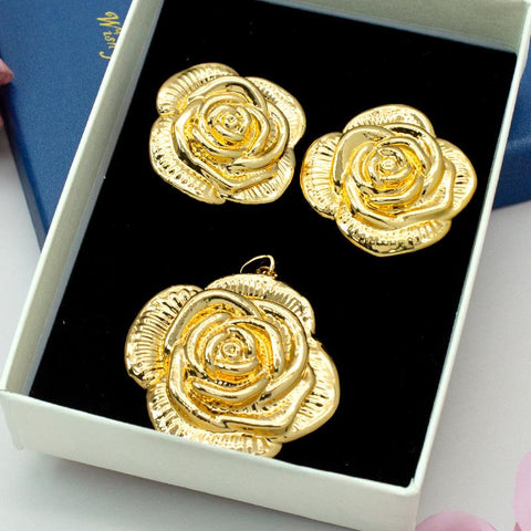 Jewelry Set Rose Flower Pattern Necklace Sets  -JW00376-Veeddydropshipping