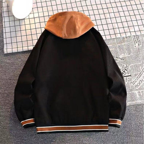 Baseball Suit, Fake Two-piece Fashion, Versatile Hooded2