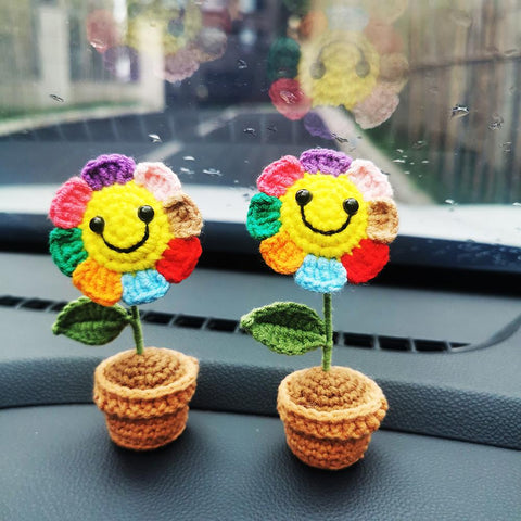 Handmade Crochet Cute Rainbow Car Accessories  Dashboard Interior-AM00057-Veeddydropshipping