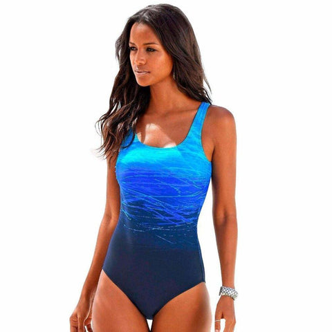 One Piece Women Swimsuit Sports Swimwear Beachwear Patchwork Plus Size Bathing-OS00107-Veeddydropshipping
