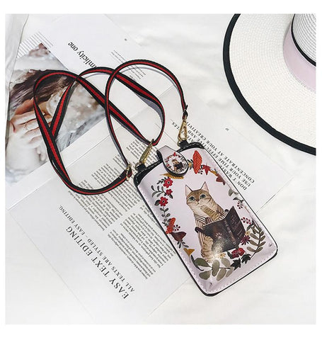 Bag Shoulder Bag PU Retro Cute Printing Messenger Small Square-BS00208-Veeddydropshipping