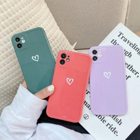 Case For iPhone 14 13 Pro Max 12 11 X XR 7 8 Plus Cute Love Heart Silicone Cover-PA00133-Veeddydropshipping
