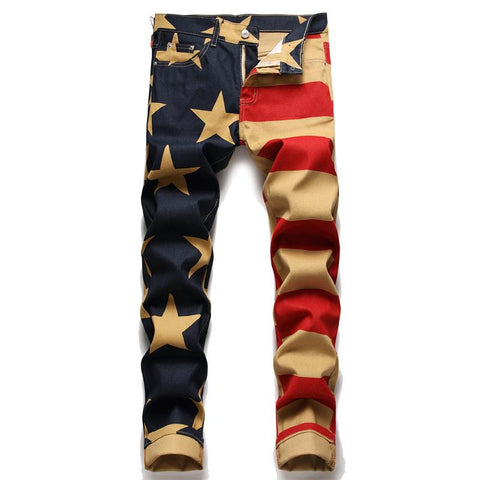 Spring Print Brand Jeans Men&#39;s Straight Moto-MF00559-Veeddydropshipping