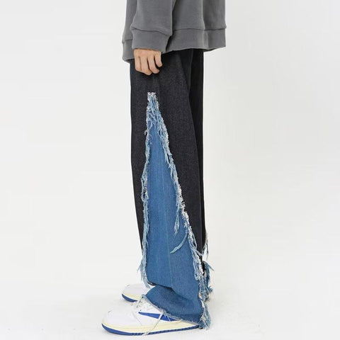 Patchwork Straight Men Grunge Jeans Pants Y2K-MF00682-Veeddydropshipping