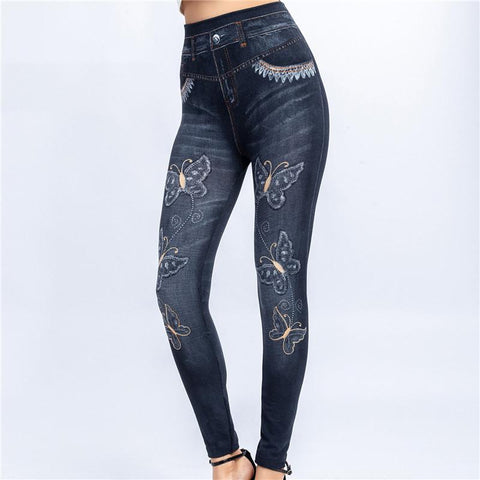 Women High Waist Fake Jeans-Veeddydropshipping