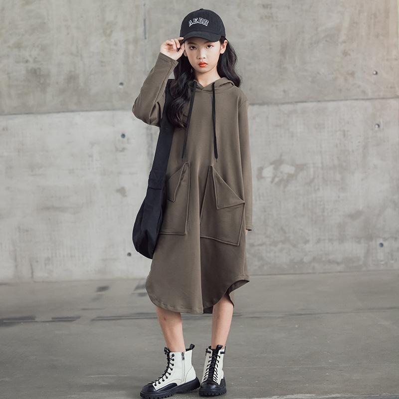 Autumn Kids Girls Trend Big Pocket Dresses-Veeddydropshipping