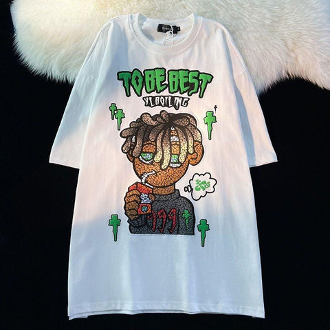 Short sleeved T-shirt with cartoon printing design on European and American streets-Veeddydropshipping