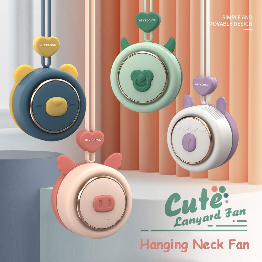 Mini Bladeless Fan Neck Band Hands Free Cute Pet Hanging Rope Portable -CE00693-Veeddydropshipping