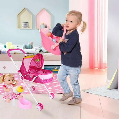 Kids Doll Stroller Babies Stroller Toy Foldable Doll Pram With Retractable-TB00397-Veeddydropshipping