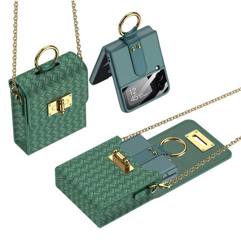 PU Leather Chain Phone Bag for Samsung Galaxy Z Flip 4 Flip3 Case-PA00210-Veeddydropshipping